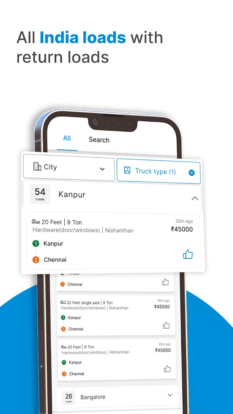 All India loads with return