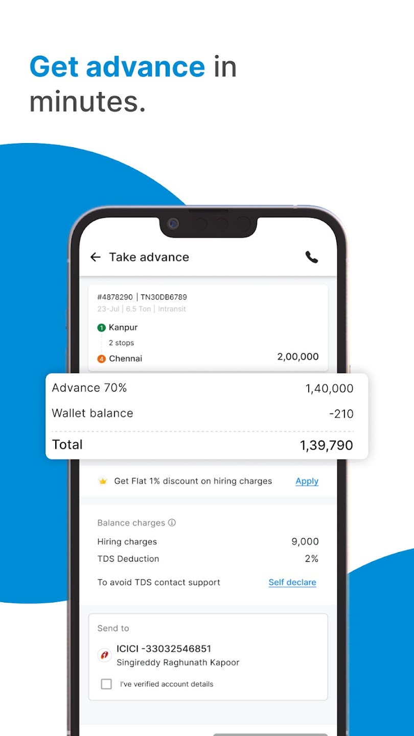 Advance payments in minutes